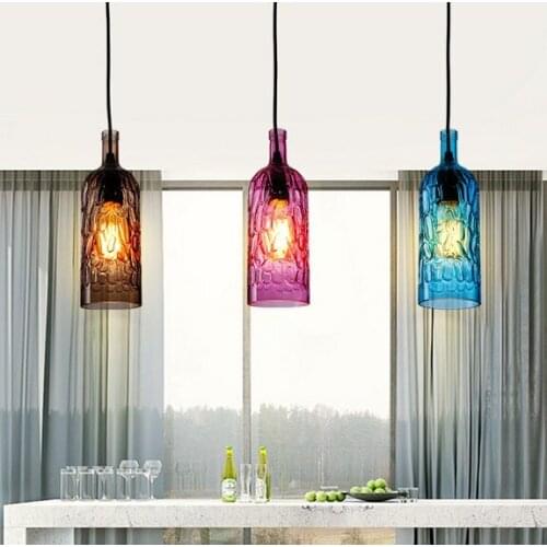 Loft Style Glass Bottles Droplight Modern Edison Pendant Light Fixtures For Dining Room Hanging Lamp Indoor Lighting Lamparas