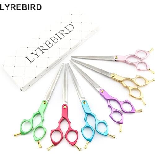 Professional Pet Dog Grooming Scissors 7 Inch Dog Hair Scissors Straight 6 Color Handle Super Japan 440C Lyrebird TOP CLASS NEW