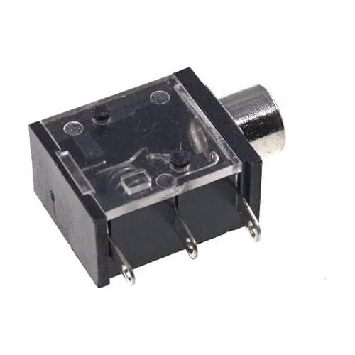 1000pcs Phone Jack Diameter 3.5 mm 3 contact 2 Conductor mono channel 1 Switch Through Hole Angled Transparent Socket 2 Poles