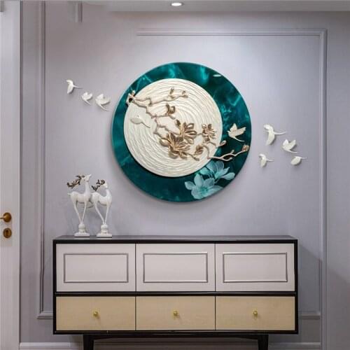 Resin Round Shape 3D Wall Sticker Crafts Home Livingroom Sofa Background Wall Hanging Birds Hotel Wall Murals Decoration