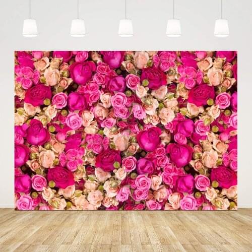 Pink Red Rose Flowers Backdrop Valentines Day Photo Decor Baby Shower Wedding Happy Birthday Decoration Mothers Day Backdrop