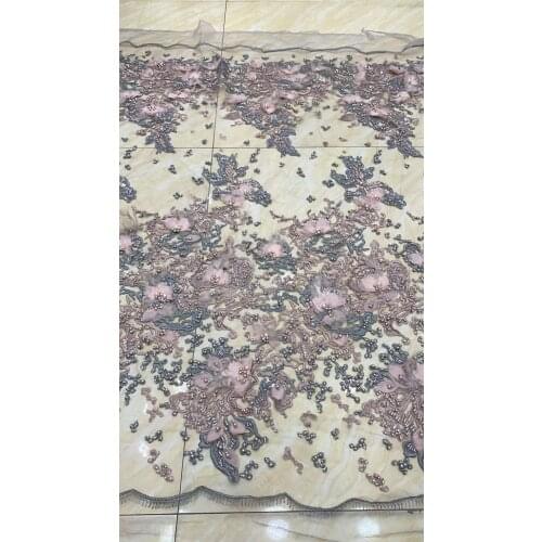 Gorgeous African feather lace fabric New arrival SYJ-188887 French net lace fabric with beads