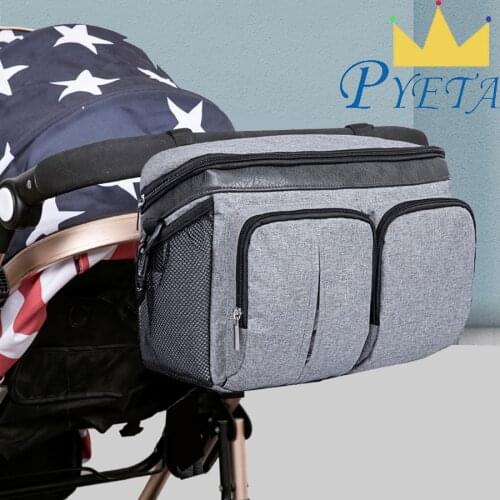 PYETA Stroller Accessories Diaper Bag Baby Stuff Nappy Stroller Organizer Mom Travel Hanging Carriage Pram Buggy Cart Bottle Bag