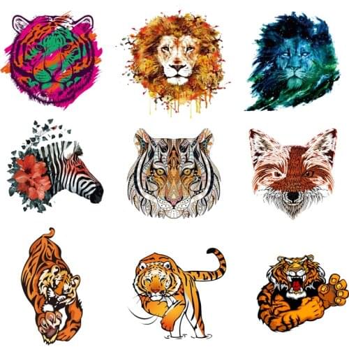 Iron-on Transfers for Clothing Ironing Patches for Jackets Tiger Stickers Diy Flex Fusible Transfer Vinyl Adhesive Stripe Rock C