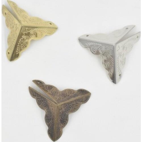 Case Box Corners For Furniture Decor Triangle Rattan Carved 25*25*25mm,Bronze Tone/Silver/Yellow,20pcs