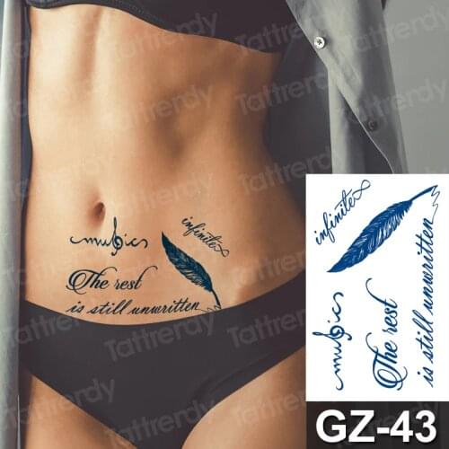 Waterproof Temporary Juice Ink Tattoo Sticker English Words feather Mandala Flower Fruit Gel Long Lasting Tatto for Men Women