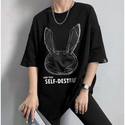 New female applique Hot drilling t shirt short sleeve summer loose mid-length clothes Harajuku woman t shirt 2021 t shirts