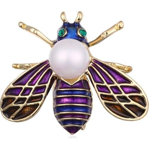 Vintage Pearl Insect Brooches for Women Colorful Enamel Brooch Pins Moth Broche Fashion Jewelry Suit Shirt Bag Accessories Gifts
