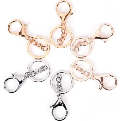 10pcs/lot Alloy Lobster Clasp Keychains Keyring DIY Craft Jewelry Making Gold Silver Plated