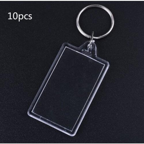 10Pcs Keychain Keyring Picture Blank Keyrings Transparent Acrylic Key Chains Insert Your Photo