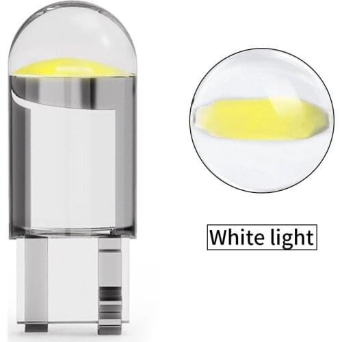 10-piece W5W 194 T10 glass housing Cob LED Car bulb 3000K 6000K White green Keil license plate lamp Dome light White Diedo 12V