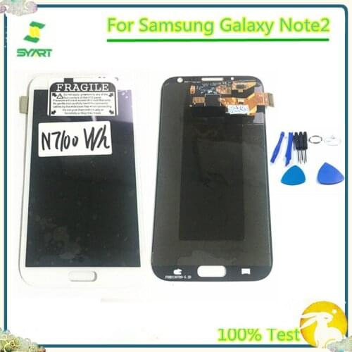 100% Tested AMOLED LCDs For Samsung Galaxy Note2 Note 2 N7100 LCD Screen Display Touch Screen Digitizer Assembly