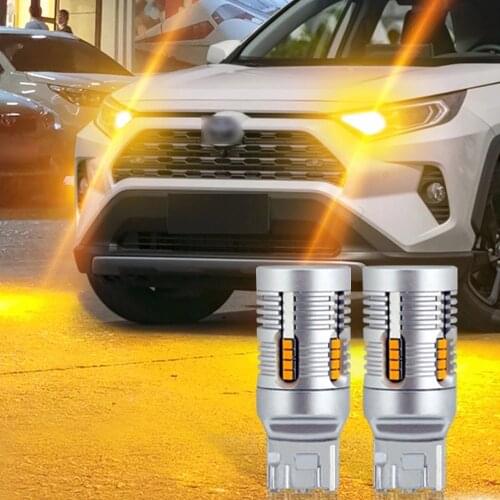 2Pcs 7440 7440NA Wy21w LED Turn Signal Light Built in Resistor Anti Hyper Flashing Error Free Car Bulb Lamp Orange for RAV4