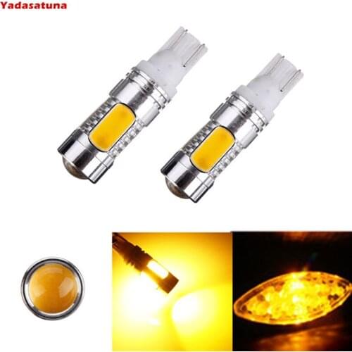 2 Pcs Amber Yellow Orange High Power T10 7.5W SMD LED W5W 194 158 168 Plasma Clearance Wedge DRL Light Bulb Lamp Yellow