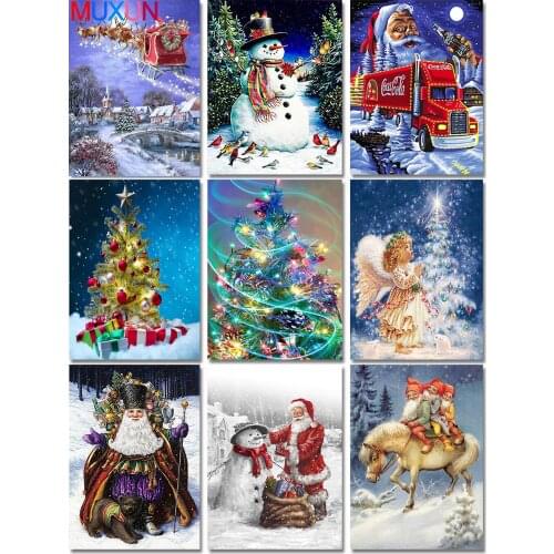5D Diamond Painting Christmas Full Square/Round Diamond Embroidery Sleigh Landscape Elk Home Decor Mosaic Santa Elk Sale H038