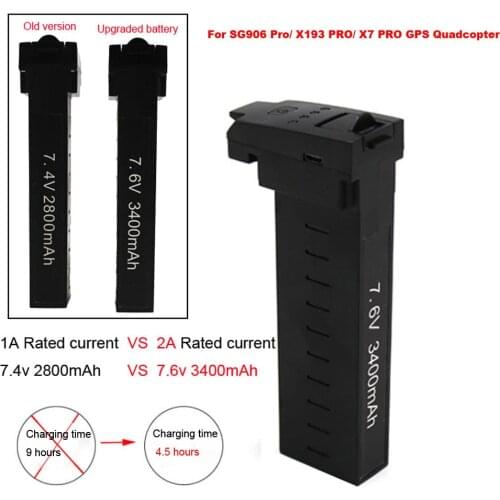 1pc Upgraded High Capacity 7.6v 3400mah Battery For Sg906 Pro X193 Pro X7 Pro Remote Control Drone Accessories Battery