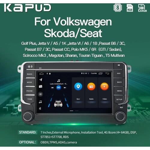 Kapud Android Multimidia Car Radio 7''Bright edge For VW/Volkswagen/Golf/Polo/Tiguan/Passat/leon/Octavia Autoradio Stereo Gps BT