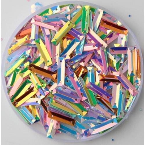 3*14mm Double Holes Shiny Bar Golden Loose Sequin Paillette Sewing,Wedding Craft,Women DIY Garment Accessory SBGZ2