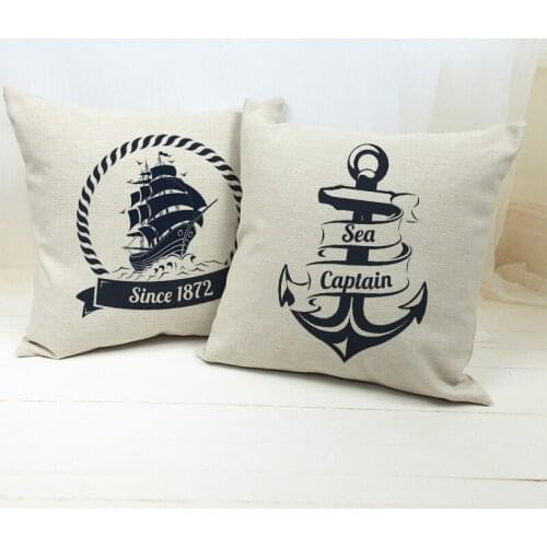 Modern Mediterranean Boat Anchor Natural Linen Cotton Cushion Cover Decorative Sofa Car Chair Cushion Home Store Decoration