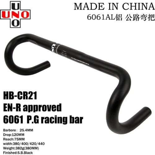 UNO Road Racing Bike Light Weight Alloy Handlebar Bent Bar 25.4mm X 380/400/420/440mm 700c Road Touring Bike