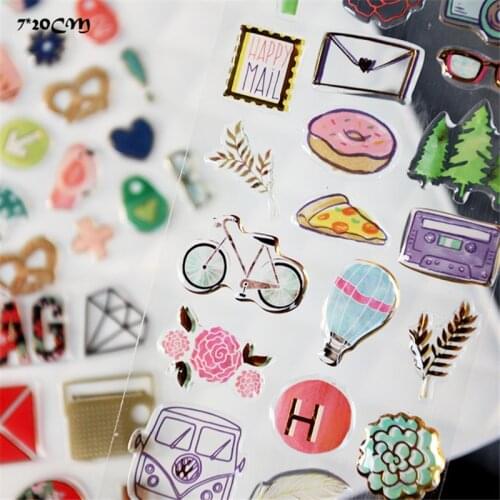 Dreamy Kawaii Animal Goild Foil 3D PET Stickers DIY For Scrapbooking Phone Case Junk Journal Children Card Making Toy Sticker