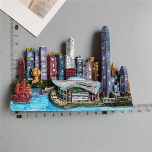 Hong Kong Refrigerator Magnets Tourism Memorial Magnetic Victoria Harbour Convention and Exhibition Centre Resin Decoration