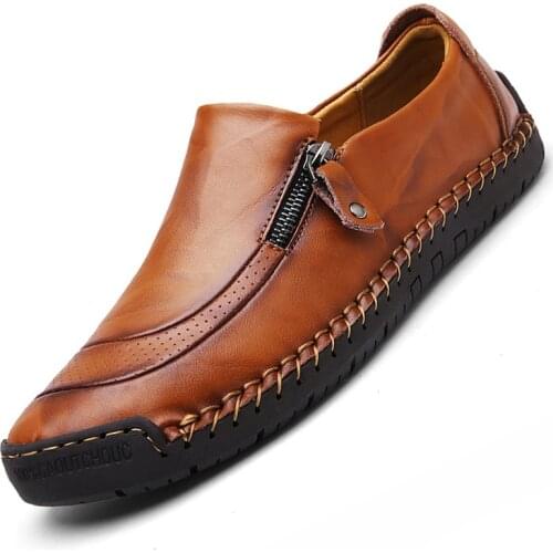 Classic Men Casual Shoes High Quality Leather Men Loafers Flat Spring Autumn Mans Moccasins Shoes Breathable Mens Flats Shoes