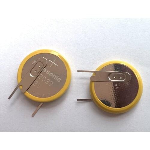 20pcs/lot Panasonic CR2032/1VS1 3V Button Coin Battery with 2 Soldering Pins CR2032 lithium batteries cell