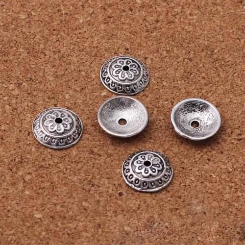 20pcs/lot Tibetan Silver Round Dome Shape Bead Caps 14mm Vintage Decoration Earrings Bracelets Loose Spacer End Caps DIY Jewelry