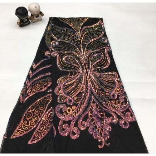 African Lace Fabric 2021 High Quality Lace Fabric Nigeria French Sequined Tulle Mesh Lace Fabric Clothes XX39051