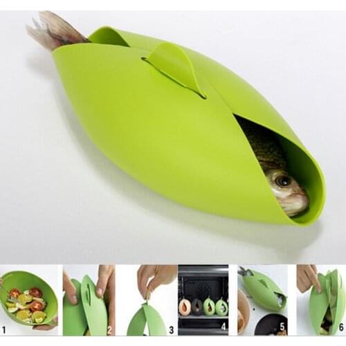Home Kitchen Microwave Oven Steamer Soft-paste Silicone Folding Bowl Baking Fish Kettle Steamer Roaster Cook Tool