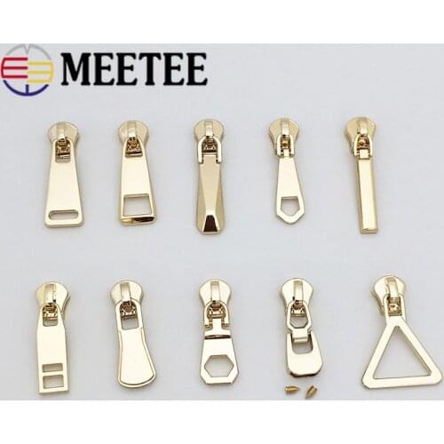 Meetee 5# Auto Lock Zipper Sliders For Metal Zippers Coat Garment Zipper Head Pullers Zip Repair Kit DIY Bag Sewing Accessories