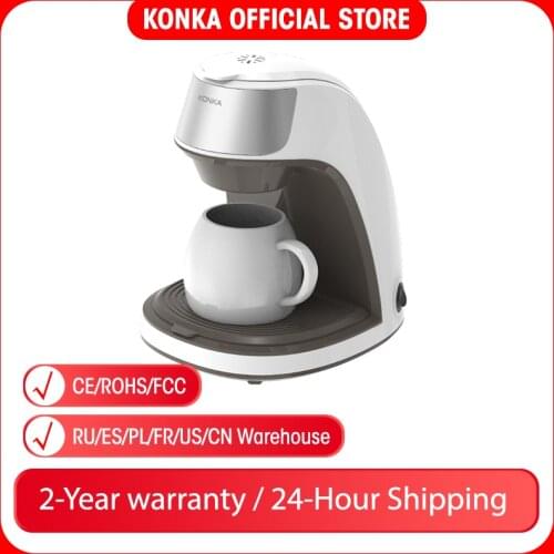 KONKA Coffee Machine Home Mini Automatic 220v American Drip Coffee Maker Brew Coffee Powder Tea Easy Operation Free Coffee Cup