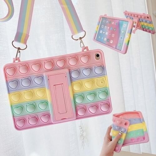 Cartoon Soft Silicone Case for Samsung Galaxy Tab A7 T500 T505 S6 Lite P610 P615 Kids Case with Strap T510 T515 Stand Cover