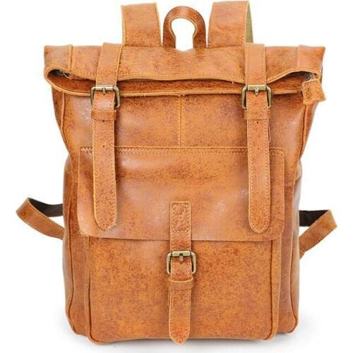 VZVA Mens Backpack Flash Point Leather Leather Mens Bag Backpack Womens Travel Bag Top Layer Cowhide Mens Bag