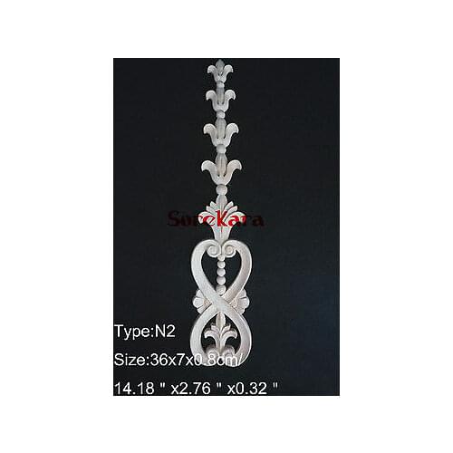 N2 -36x7x0.8cm Wood Carved Long Onlay Applique Unpainted Frame Door Decal Working carpenter Decoration