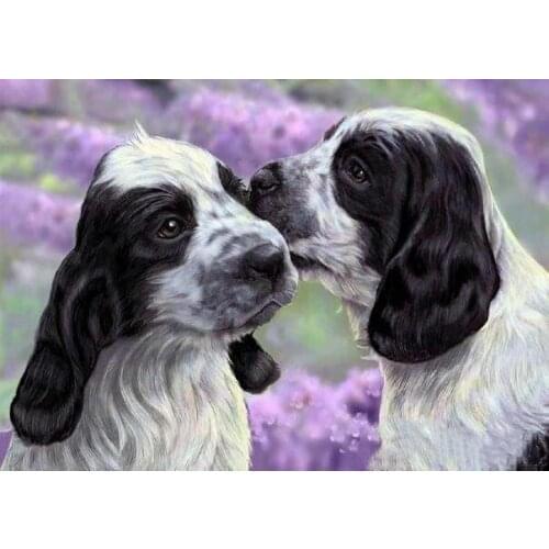 Puppy Two Cute Dogs Clear Picture Top Quality Cross Stitch Kits Crafts 14CT Unprinted Embroidered Handmade Art Set Decor