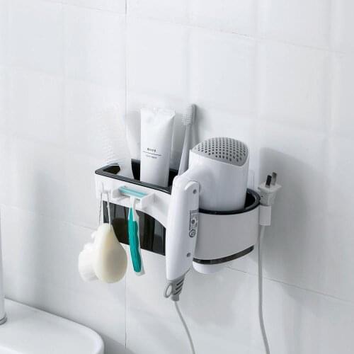 Wall Mounted Bathroom Shelf Sorage Rack Hair Dryer Holder Shower Caddy Shampoo Cosmetic Shaver Holder Bathroom Organizer