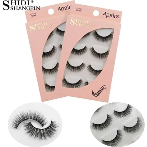 SHIDISHANGPIN 4 Pairs Mink Eyelashes Cilios Mink Volume Fake Eyelashes 3d Mink Lashes Makeup Natural False Eyelashes Maquiagem