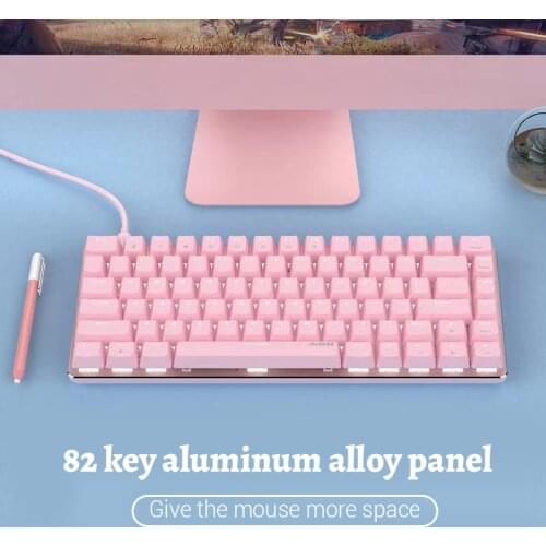 New girly pink gaming mechanical wired keyboard 82-key USB interface white backlight is suitable for gamers PC laptops