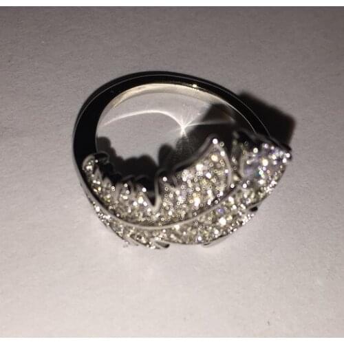 MANDY (New) 2019 Fashion Autumn Winter New Crystal Brilliant Feather Ring 548213 Bride Gift