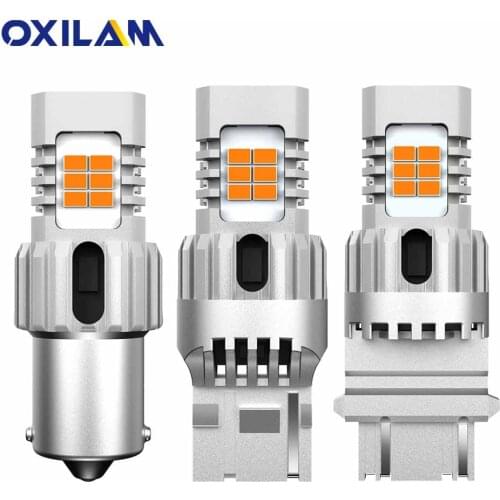 OXILAM 2PCS 7440 W21W T20 Led Bulb 1156 BA15S P21W Canbus Turn Signal Lamp 3157 P27W T25 Anti-Hyperflash Car LED Light Amber 12V