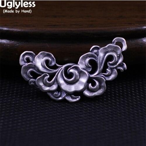 Uglyless Super Retro Vines Thai Silver Chokers Pendants for Women Real 990 Pure Silver Ethnic Necklaces NO Chain Vintage Jewelry