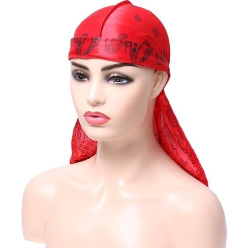 Mens Durag Print Long Tail Headwrap Fashion Colorful Soft Adjustable Doo Rag Street Dance Turbante