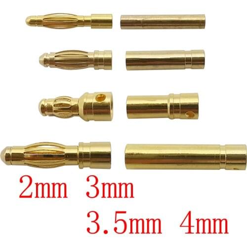 2mm 3mm 3.5mm 4mm Banana Plugs RC Battery Gold-plated Male & Female Bullet Banana Plug High Quality Connector 5/2/1pair