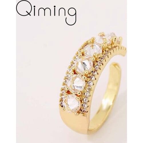 Golden Color Crystal Zircon Adjustable Rings For Women Office Lady Accessories Wedding Rings Casual Style Female Jewelry