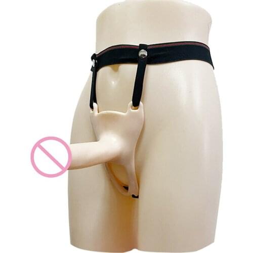 Strap-on Hollow Dildo Pants Penis Sleeve Enlarger Extender Sex Toys For Women Gay