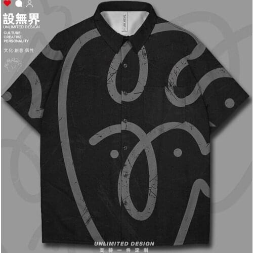 Avatarify ant ah hey line Short-Sleeved shirt clothing casual fashion button up cardigan trends mens Printed Summer Clothes