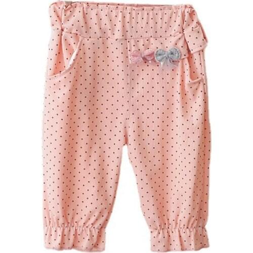 Baby Pants Toddler Bow Dot Print Trouser Kids Cotton Anti-Mosquito Pants Newborn Girls Casual Long Trousers Infant 1-4T