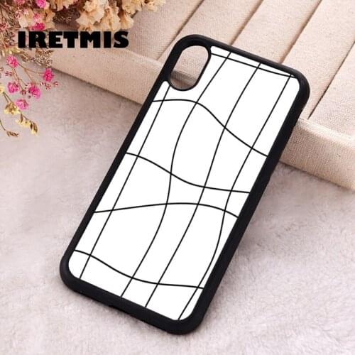 Iretmis 5 5S SE 2020 Phone Cover Cases for iPhone 6 6S 7 8 Plus X Xs Max XR 11 12 MINI Pro Rubber Silicone Grid Black And White